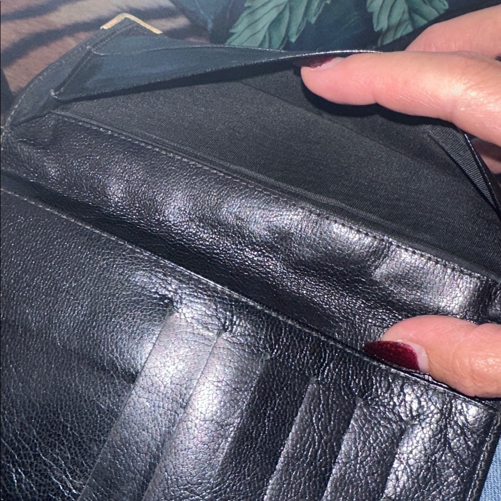 Celine Black Leather long bifold Wallet with Gold Accents / checkbook holder - Picture 7 of 11